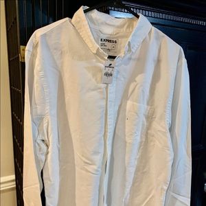 Express Mens white long sleeve button up